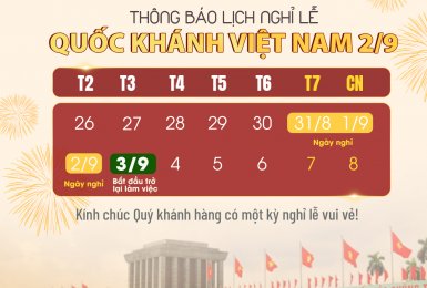 THÔNG BÁO LỊCH NGHỈ LỄ QUỐC KHÁNH 02/09/2024